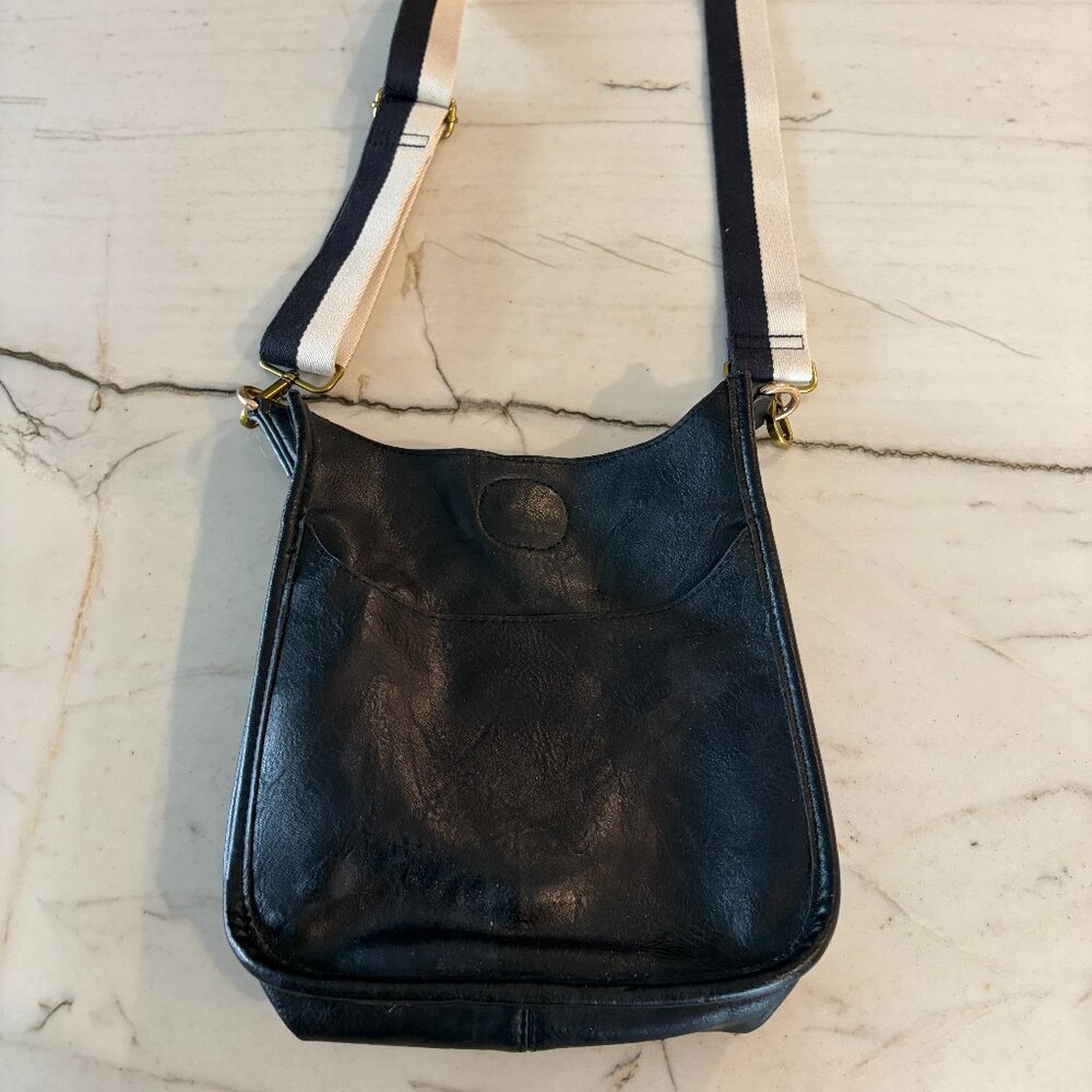 AH DORNED Classic Vegan Leather Messenger. Black 1 Strap Included.